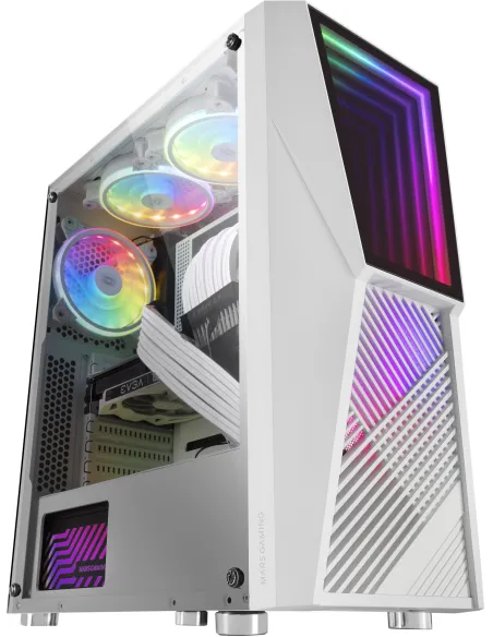 Mars Gaming MC777 Infinity Mirror Cristal Templado USB 3.0 aRGB Blanca