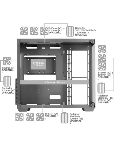 Mars Gaming MCV4 XXL Premium E-ATX Cristal Templado Edición Negra