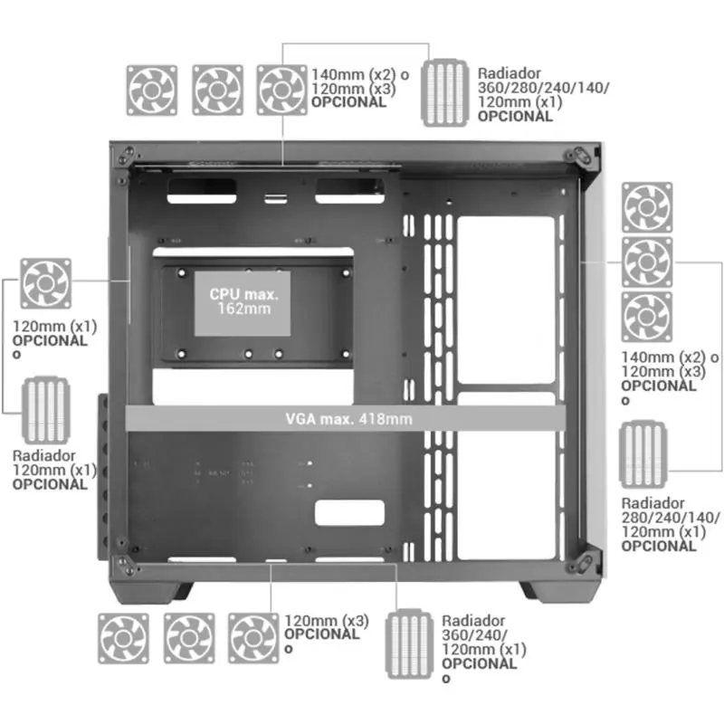 Mars Gaming MCV4 XXL Premium E-ATX Cristal Templado Edición Negra