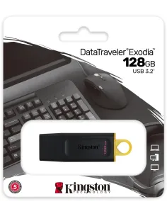 Kingston DataTraveler Exodia 128 GB USB 3.2 Gen 1 (3.1 Gen 1) Negro y Amarillo-FAELAP0564