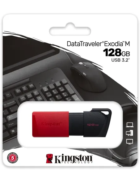 Kingston DataTraveler Exodia M Unidad Flash USB 128GB USB 3.2 Negro/Rojo