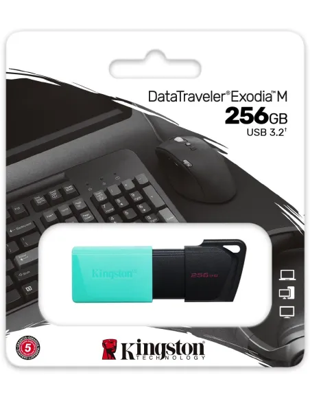 Kingston DataTraveler Exodia M Unidad Flash USB 256GB USB 3.2 Negro/Turquesa