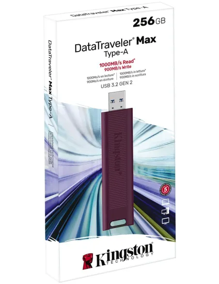 Kingston DataTraveler Max 256GB USB 3.2 Gen 2 Rojo