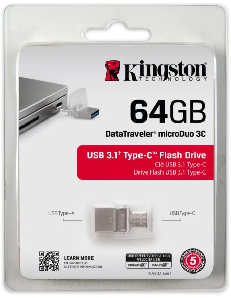 Kingston DataTraveler MicroDuo 3C 64GB USB 3.1