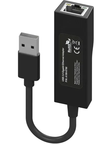 Aisens A106-0766 Adaptador USB-A a RJ-45 15 cm Negro