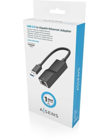 Aisens A106-0766 Adaptador USB-A a RJ-45 15 cm Negro