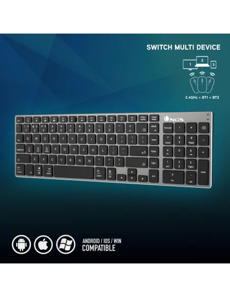 NGS Fortune BT Teclado Mecánico Inalámbrico Gris