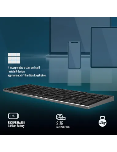NGS Fortune BT Teclado Mecánico Inalámbrico Gris