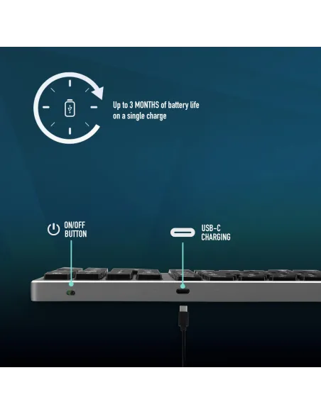 NGS Fortune BT Teclado Mecánico Inalámbrico Gris
