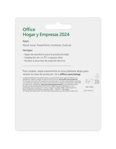Microsoft Office Hogar y Empresas 2024 1 Usuario Licencia Permanente