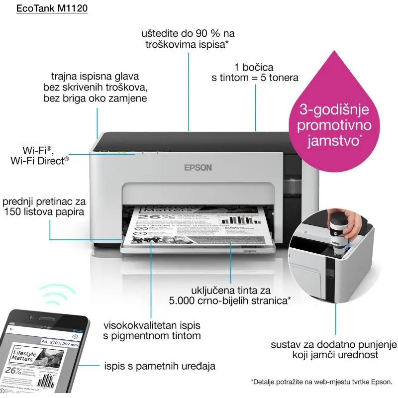 Epson EcoTank ET-M1120 Impresora de Tinta Monocromo WiFi