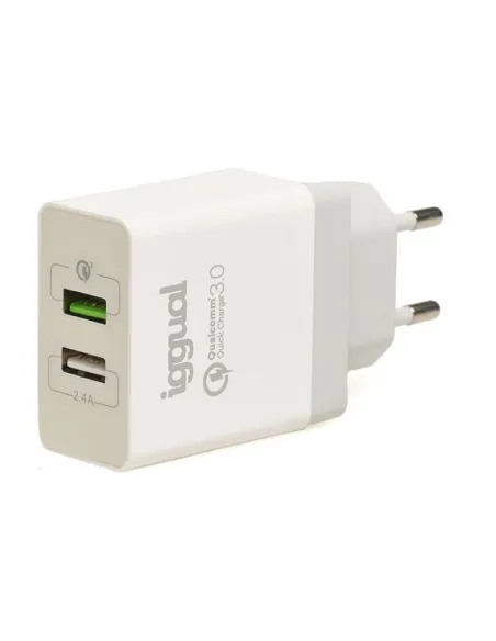 iggual Cargador 2xUSB de Carga Rápida QC3.0 30W
