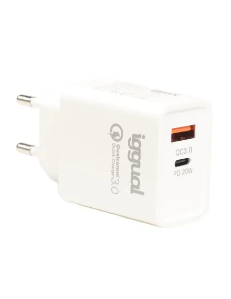 iggual Cargador doble USB QC3.0 + Tipo C PD 20W