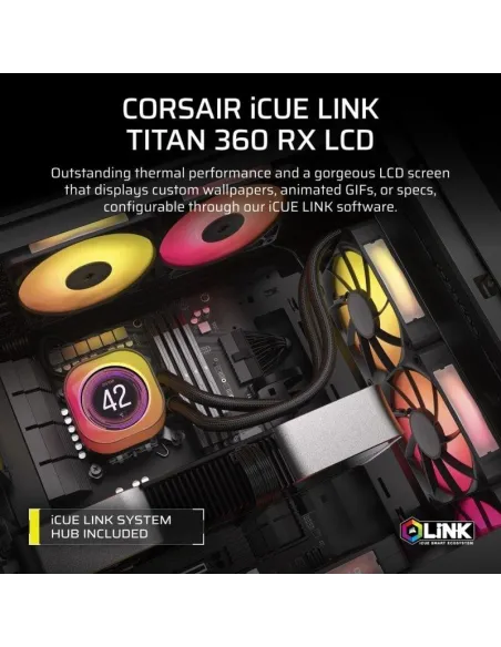 Corsair iCUE LINK TITAN 360 RX LCD Kit Refrigeración Líquida 360mm Negro
