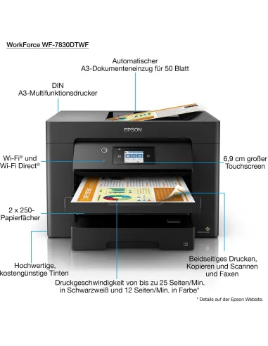 Epson WorkForce WF-7830DTWF Impresora de Tinta Multifunción Color A3 WiFi Dúplex Fax