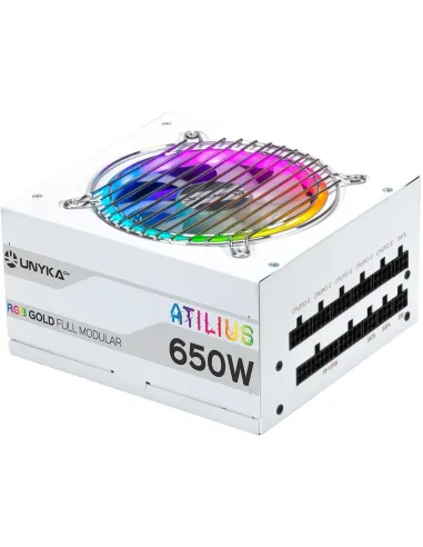 UNYKAch Atilius RGB Fuente de Alimentación 650W Eficiencia 90% Full Modular Blanca