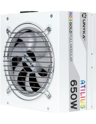 UNYKAch Atilius RGB Fuente de Alimentación 650W Eficiencia 90% Full Modular Blanca