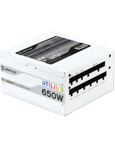 UNYKAch Atilius RGB Fuente de Alimentación 650W Eficiencia 90% Full Modular Blanca