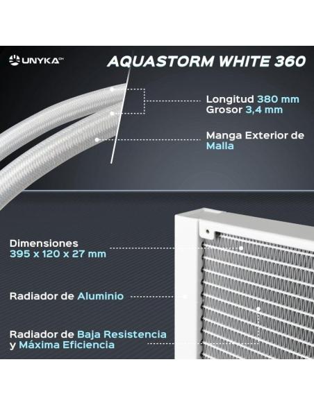 UNYKAch AquaStorm 360 RGB AIO Kit de Refrigeración Líquida Blanca