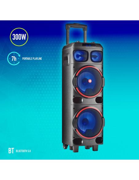 NGS Wild Dub 1 Altavoz Portátil de 300W Bluetooth y True Wireless Doble Subwoofer 8"