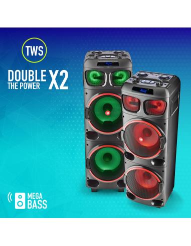NGS Wild Dub 1 Altavoz Portátil de 300W Bluetooth y True Wireless Doble Subwoofer 8"