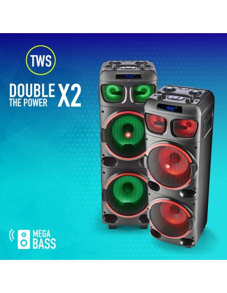 NGS Wild Dub 1 Altavoz Portátil de 300W Bluetooth y True Wireless Doble Subwoofer 8"
