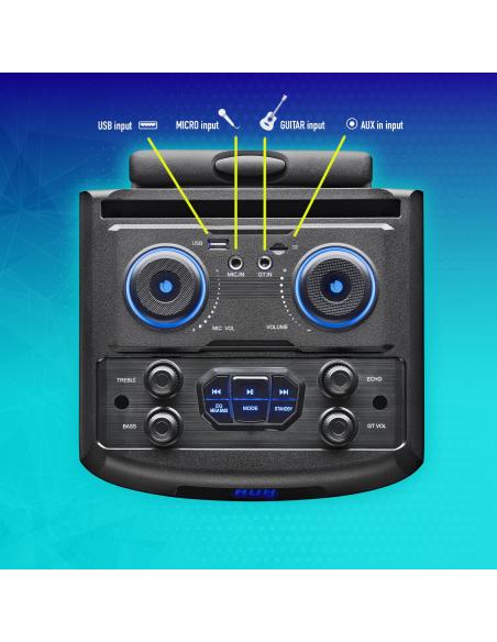 NGS Wild Dub 1 Altavoz Portátil de 300W Bluetooth y True Wireless Doble Subwoofer 8"