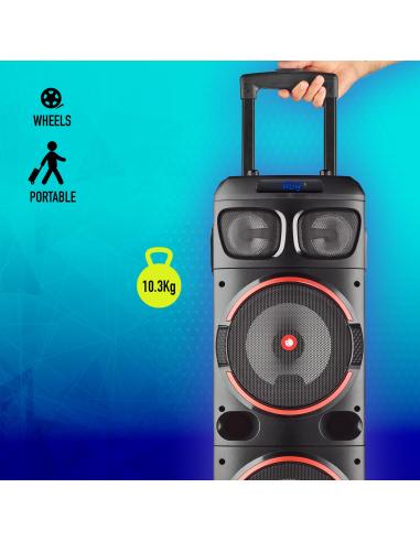 NGS Wild Dub 1 Altavoz Portátil de 300W Bluetooth y True Wireless Doble Subwoofer 8"