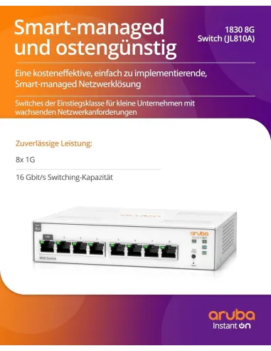 Aruba Instant On 1830 Switch 8 Puertos Gestionado L2 Gigabit Ethernet