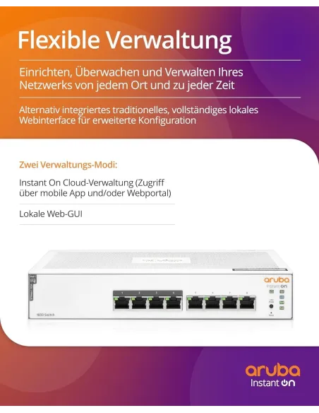 Aruba Instant On 1830 Switch 8 Puertos Gestionado L2 Gigabit Ethernet