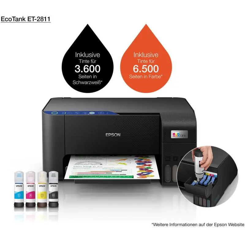 Epson EcoTank ET-2811 Impresora de Tinta Multifunción Color WiFi Negra