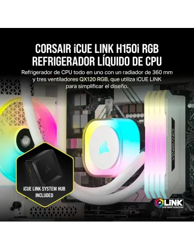 Corsair iCUE LINK H150i RGB AIO Kit de Refrigeración Líquida 360mm Blanco