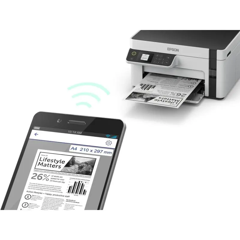 Epson EcoTank ET-M2120 Impresora de Tinta Multifunción Monocromo WiFi Blanca