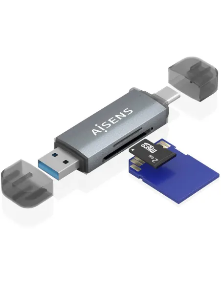Aisens ASCR-2AC08-GR Lector de Tarjetas Tipo-C 3 en 1