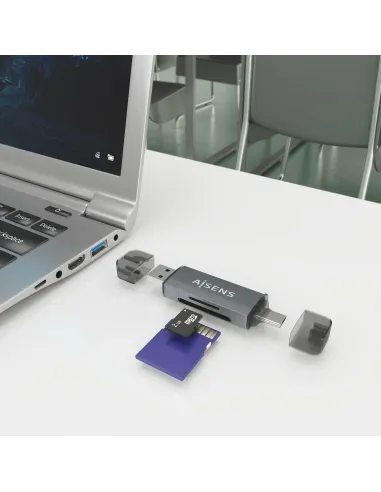 Aisens ASCR-2AC08-GR Lector de Tarjetas Tipo-C 3 en 1