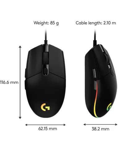 Logitech G203 Ratón 8000 DPI RGB Negro