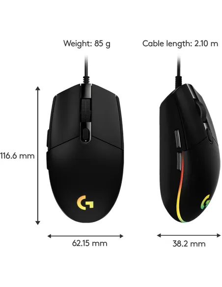 Logitech G203 Ratón 8000 DPI RGB Negro