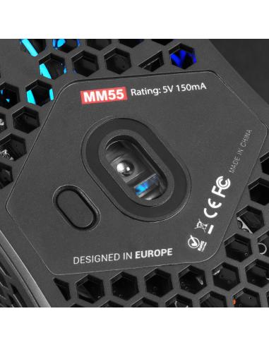 Mars Gaming MM55 Ratón Gaming RGB 12800 DPI Negro