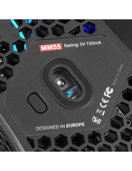 Mars Gaming MM55 Ratón Gaming RGB 12800 DPI Negro