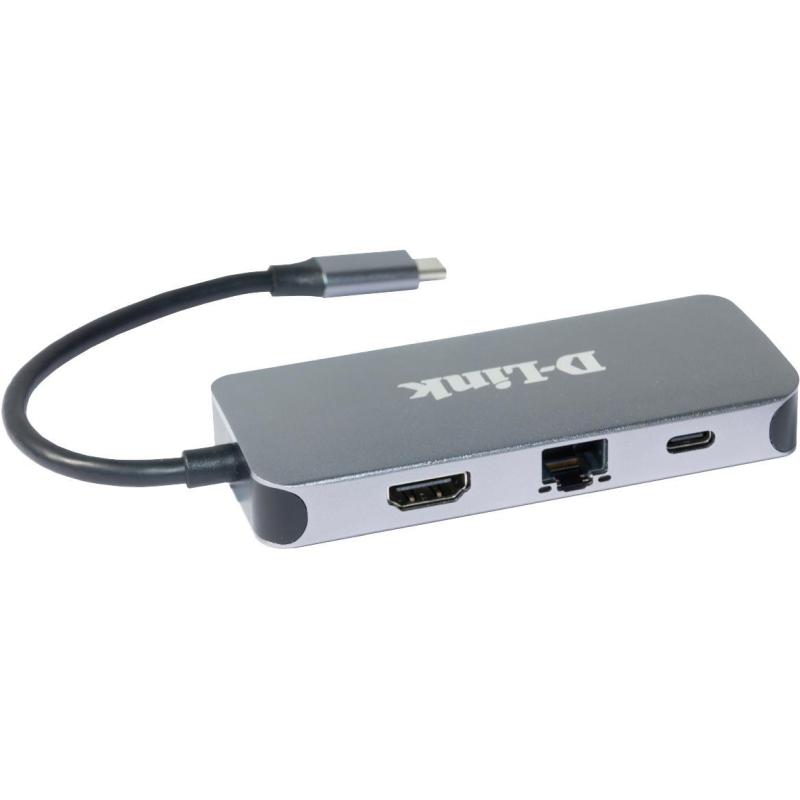 D-Link DUB-2335 Hub USB-C a USB-A 3.0/USB-C/RJ-45/HDMI 6 Puertos Gris