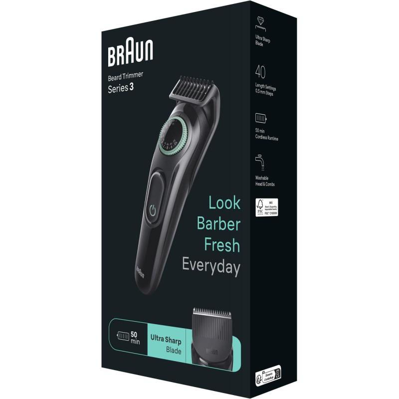 Braun BeardTrimmer 3 BT3411 Depiladora Negra