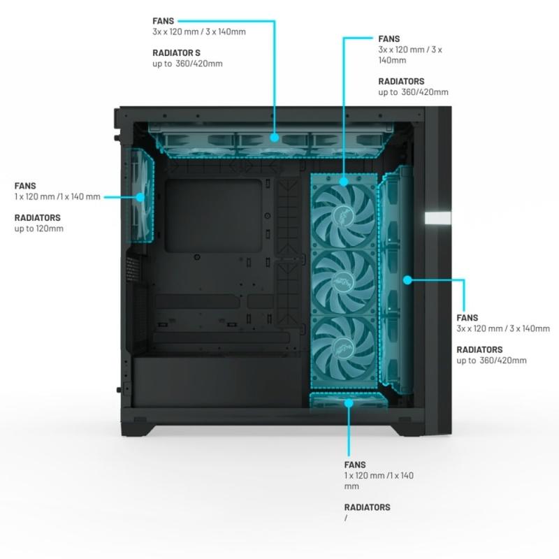 Valkyrie VK-CASE02LITE Midi Torre USB-C Negra