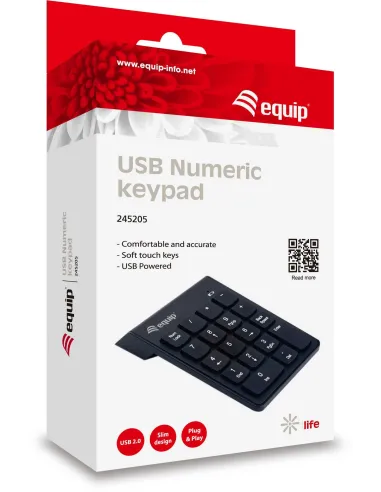 Equip 245205 Teclado Númerico USB-A Negro