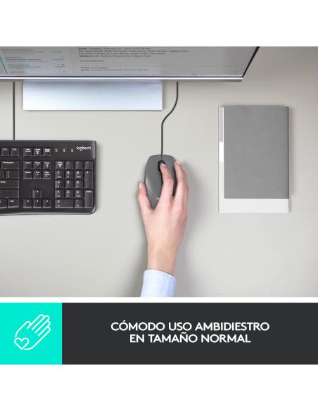 Logitech M100 Ratón Óptico Ambidiestro 1000DPI Negro