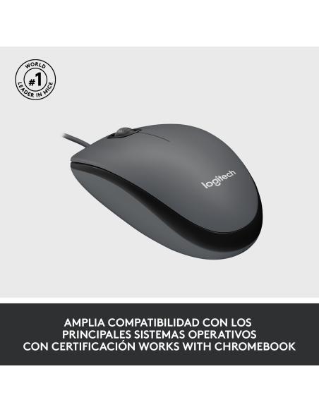 Logitech M100 Ratón Óptico Ambidiestro 1000DPI Negro