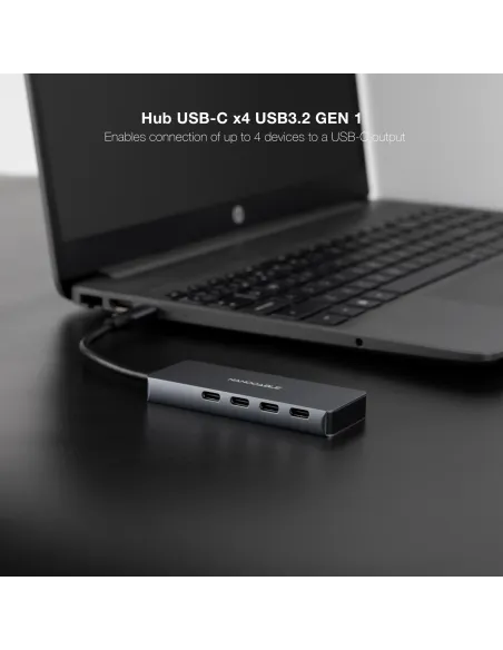 Nanocable 10.16.4504 Hub USB-C a 4 Puertos USB-C Aluminio