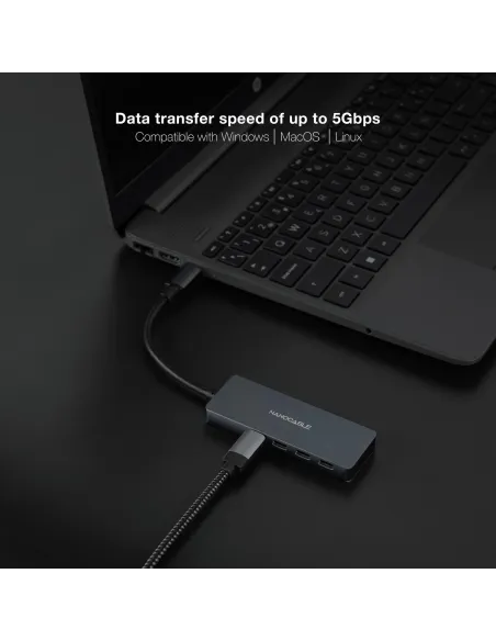 Nanocable 10.16.4504 Hub USB-C a 4 Puertos USB-C Aluminio