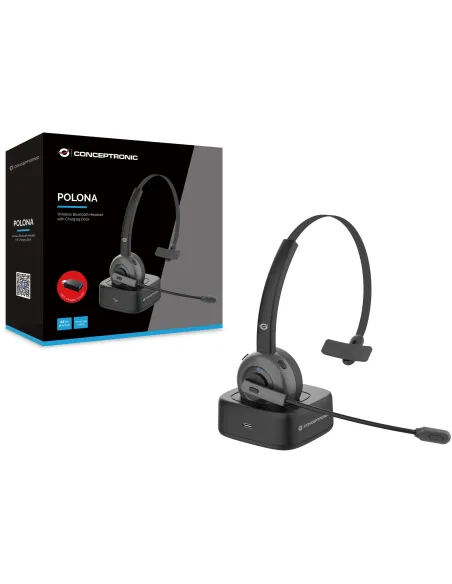 Conceptronic Polona Auriculares Inalámbricos para Centro de Llamadas Negro