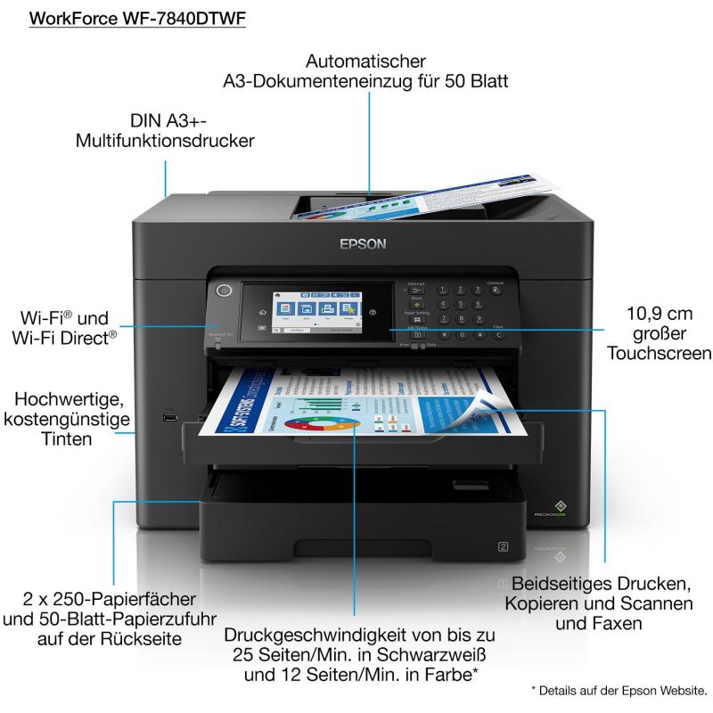 Epson WF-7840DTWF Impresora de Tinta Multifunción Color WiFi Negro