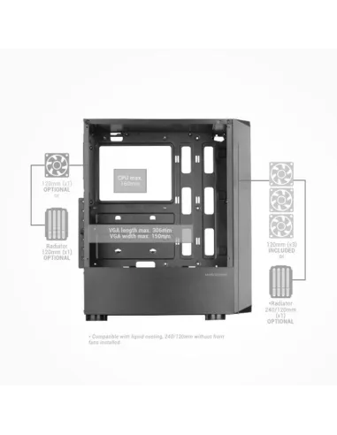 Mars Gaming MC-TOR Semitorre FRGB USB 3.0 con Ventana Blanca